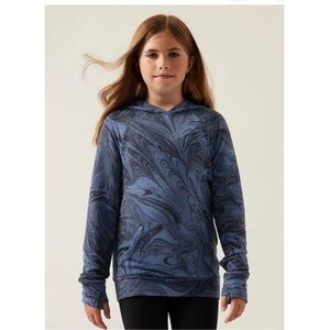 Athleta Girl In Your Element 2.0 Hoodie in Sumi Marble Blue XL 14